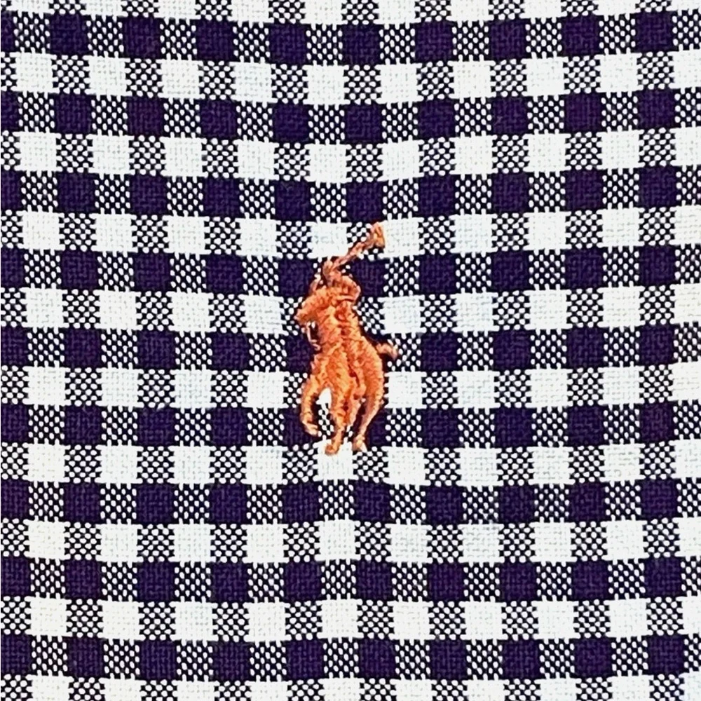 Ralph Lauren Boys Button Down Shirt Size 6 Purple White Gingham Pony Logo